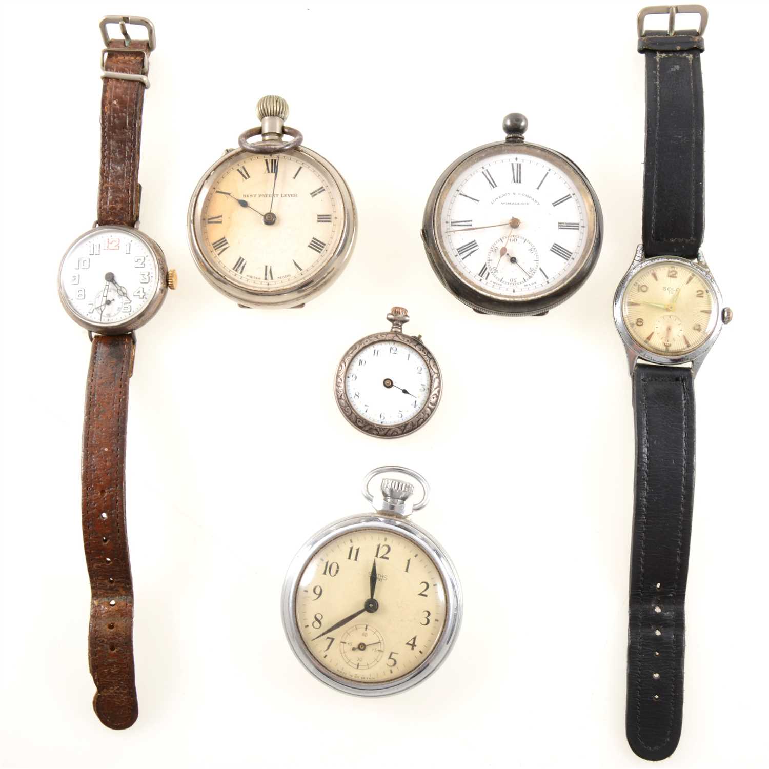 Lot 306 - A collection of white metal wrist and pocket watches
