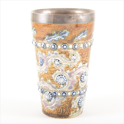 Lot 237a - A stoneware 'Seaweed' beaker, by George Tinworth for Doulton Lambeth.