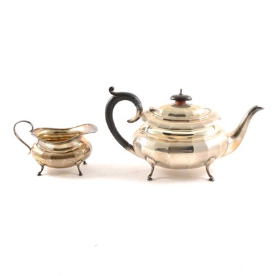 Lot 322 - Silver teapot and millk jug