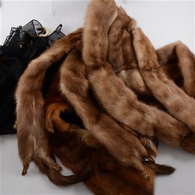 Lot 195 - Thirteen items of fur in a suitcase