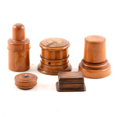 Lot 102 - Victorian sycamore spill tower and and other treen