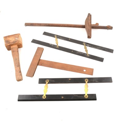 Lot 116 - Small quantity of woodworking tools and set squares.