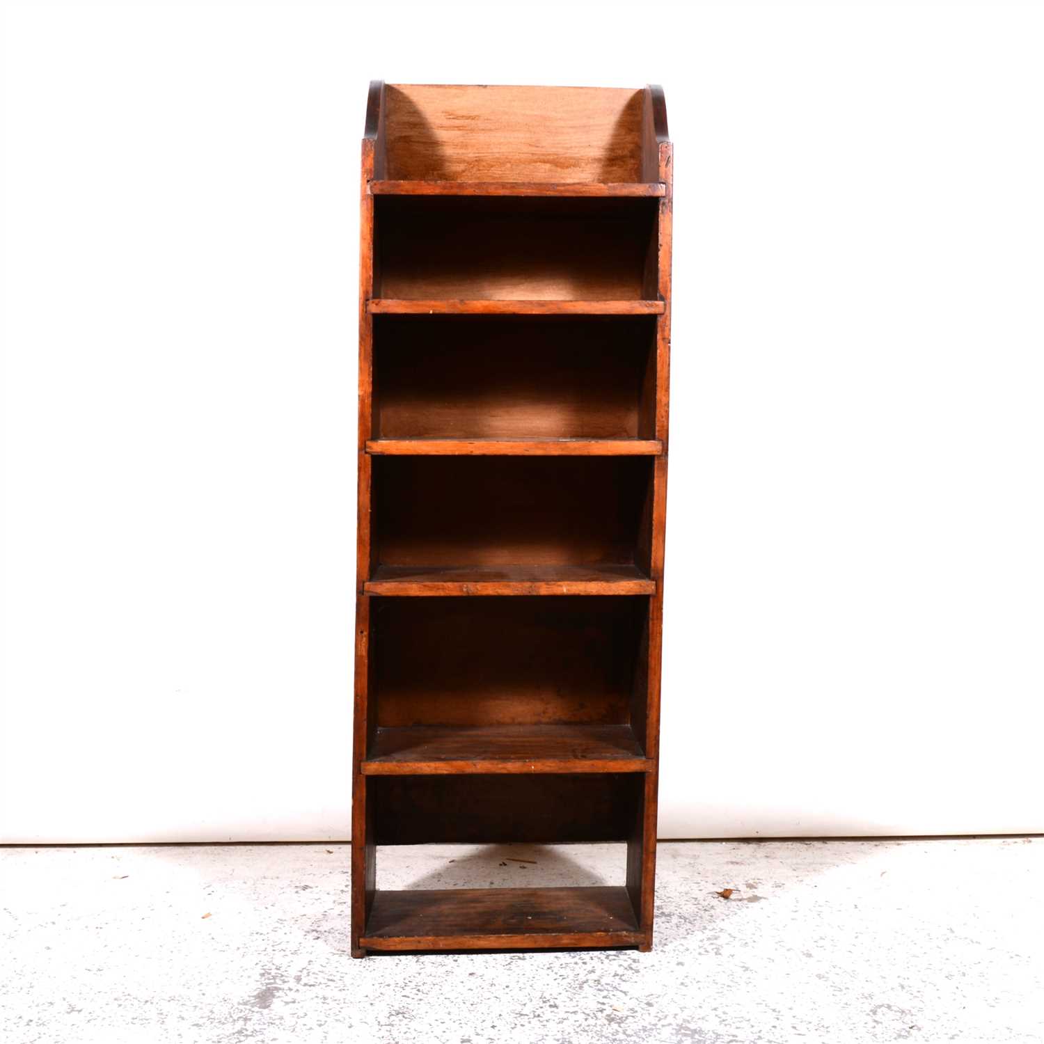 Lot 538 - Narrow stained pine shelves