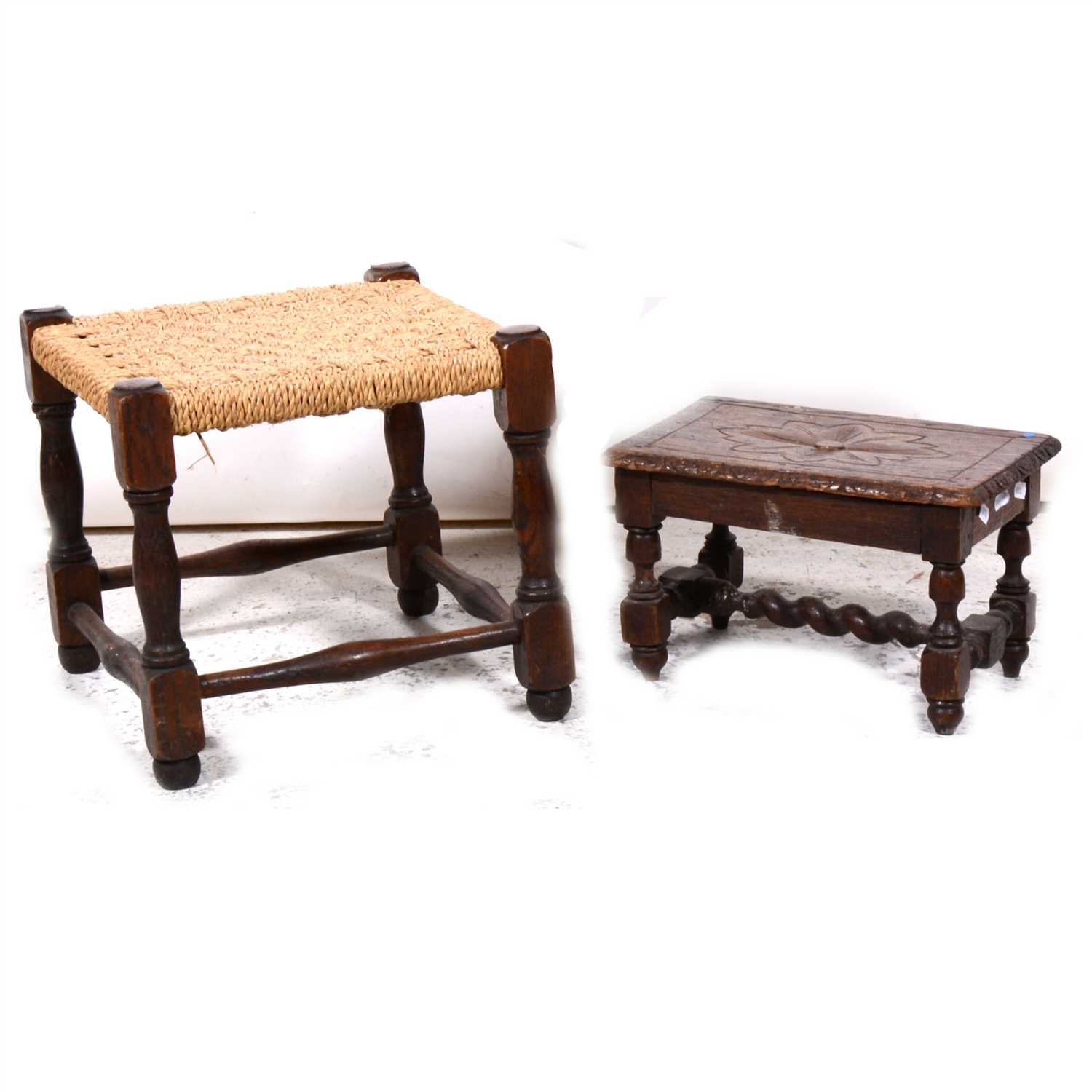 Lot 539 - Two oak stools