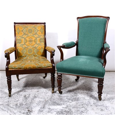 Lot 502 - Two Victorian mahogany framed nursing chairs