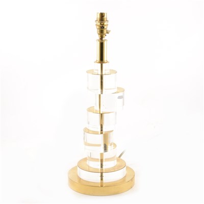 Lot 165 - Contemporary perspex and gilt metal abstract table lamp.