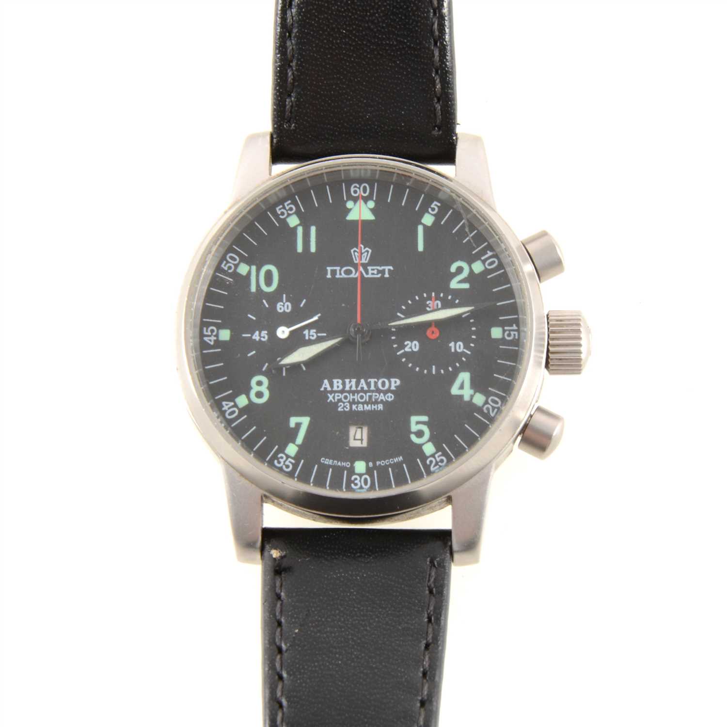 Lot 304 - Poljot - a gentleman's Russian aviator chronograph wrist watch