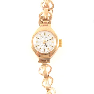 Lot 307 - Avia - a lady's 9 carat yellow gold bracelet watch