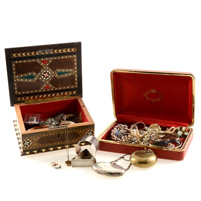 Lot 207 - Two boxes of gold, silver and -costume jewellery.