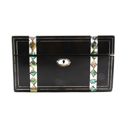 Lot 186 - A lady's ebonised travelling box inlaid with mother-of-pearl