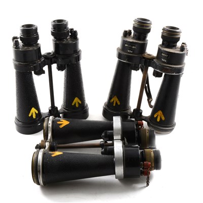 Lot 126 - Three pairs of Barr & Stroud military binoculars, all cased, along with a small selection of cameras.