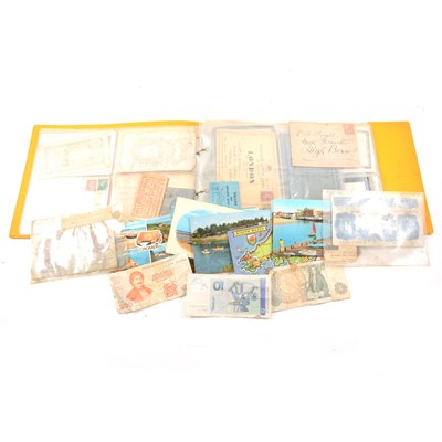 Lot 128 - Coins, bank notes and postcards, some in folders, one box.