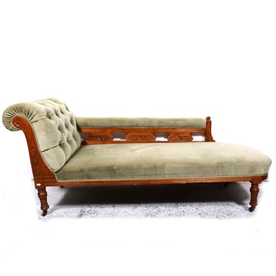 Lot 295 - Victorian walnut framed chaise longue