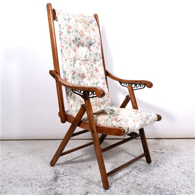 Lot 414 - A Victorian stained wood folding campaign chair, ...