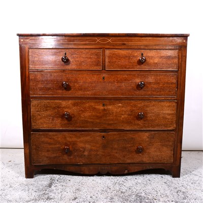 Lot 305 - Late Georgian oak and mahogany chest of...