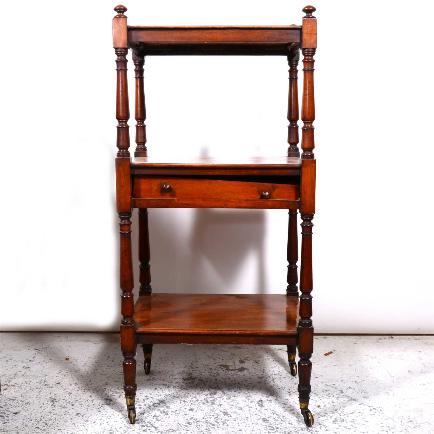 Lot 371 - Victorian mahogany three tier whatnot,