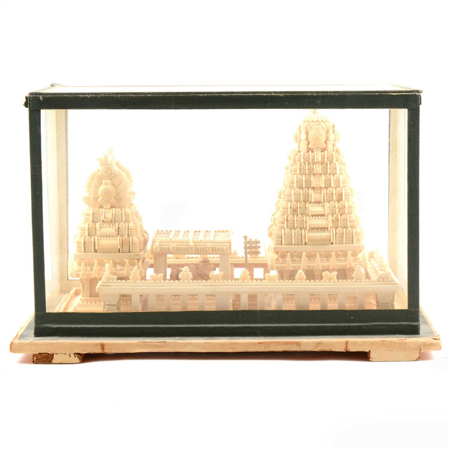 Lot 161 - An Indian pith sculpture of a temple, cased.