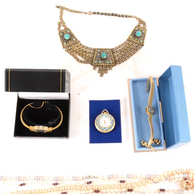 Lot 281 - A box of costume jewellery and watches
