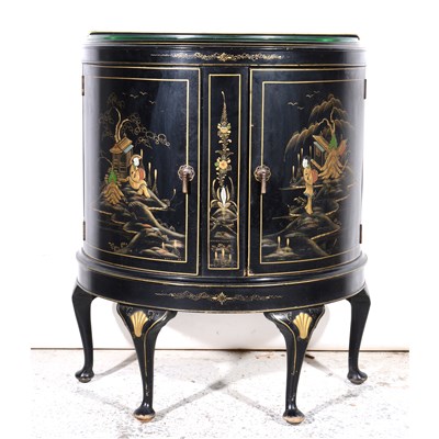 Lot 303 - Japanese style lacquered demi-lune cabinet