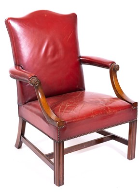 Lot 456 - A George III style mahogany Gainsborough chair, ...