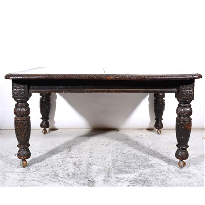 Lot 293 - Victorian carved oak windout dining table