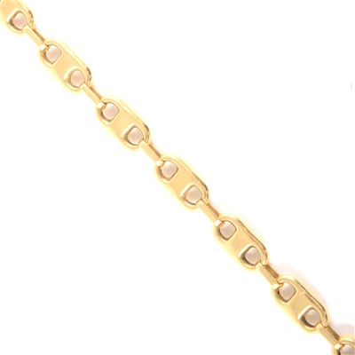 Lot 254 - A yellow metal anchor link bracelet.