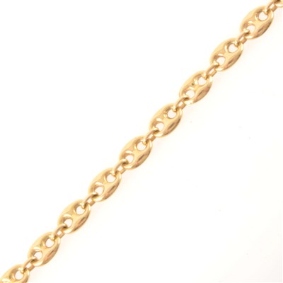 Lot 253 - A yellow metal anchor link bracelet.