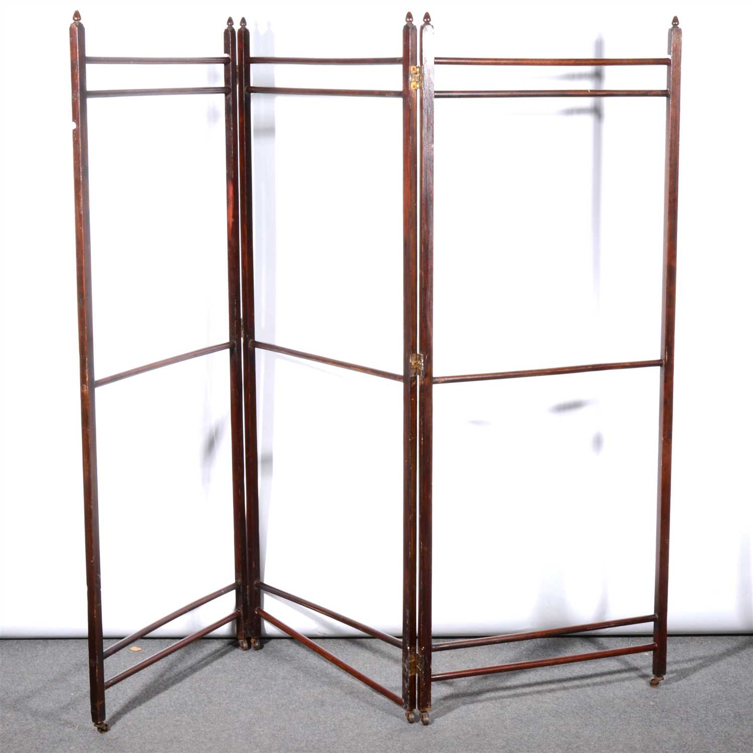 Table Screen Frame Lot 362 - An oak side table; three-fold screen frame;