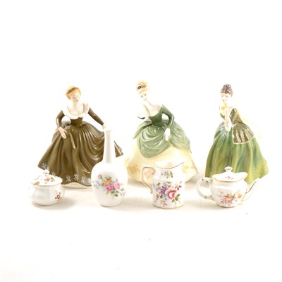 Lot 36A - Four Royal Doulton lady figures and a small collection of Royal Crown Derby