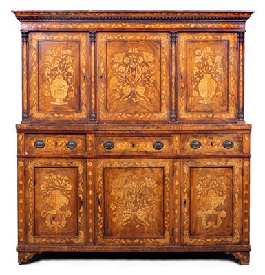 Lot 468 - A Dutch walnut and marquetry cabinet, circa 1800