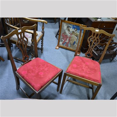 Lot 335 - Pair of Georgian style mahogany dining chairs