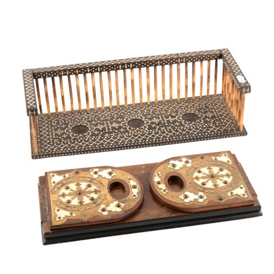 Lot 117 - Indian bone inlaid and porcupine quill rack, and a Victorian folding book shelf