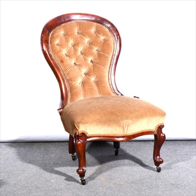Lot 602 - A Victorian style stained wood nursing chair, ....