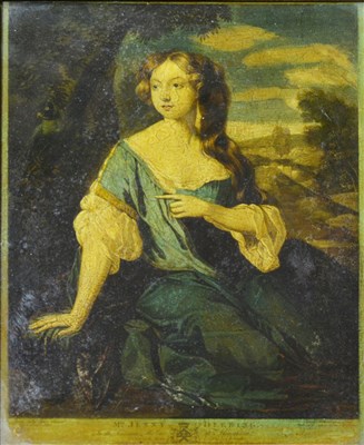 Lot 251 - After Sir Peter Lely, Mrs Jenny Deering, reverse print on glass