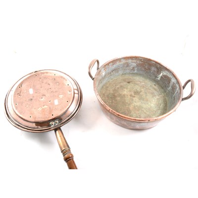 Lot 168 - A Victorian copper warming pan, ...