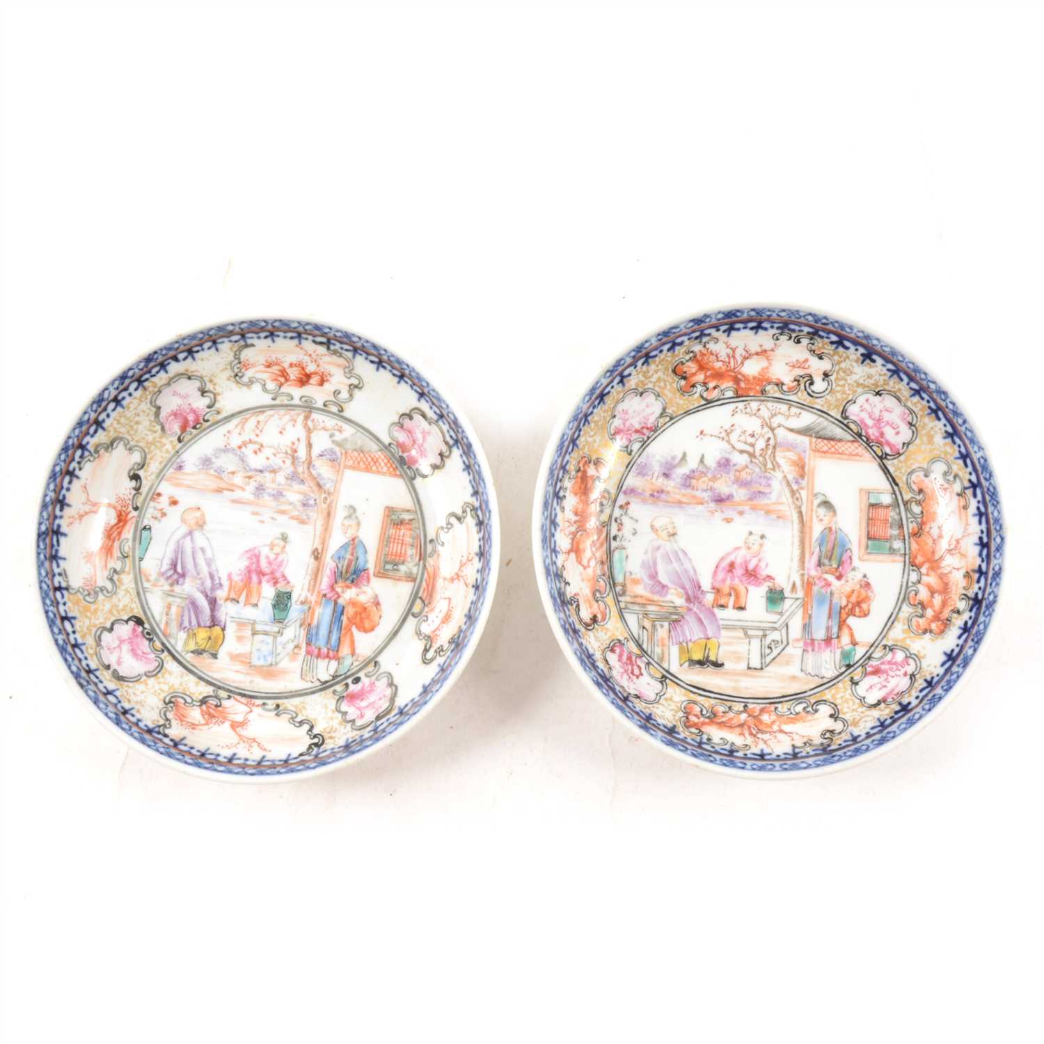 Lot 74 - Two Chinese export ware saucers, Qianlong