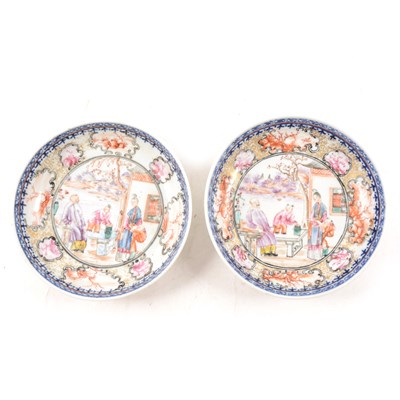 Lot 74 - Two Chinese export ware saucers, Qianlong