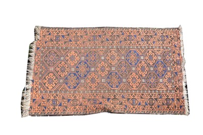 Lot 484 - A Turkoman rug, three rows of conjoined tiles, ...