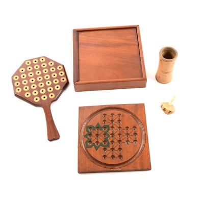 Lot 147 - Part travel chess set in case, spinning dice, other games boards, shaker.