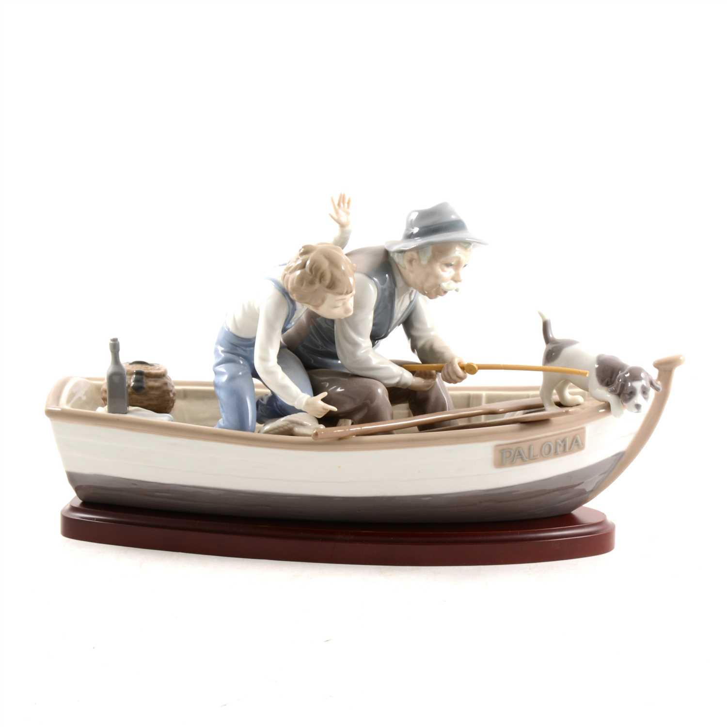 Lot 20 - A large Lladro group, 'Fishing with Gramps'/  'Paloma'