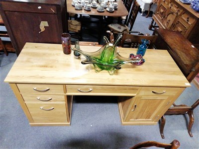 Lot 689 - A contemporary oak finish dressing table, ....