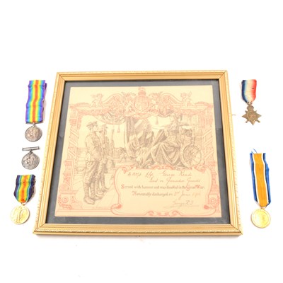 Lot 184 - Medals: World War 1 group of three to CLP. G. READ G. GDS