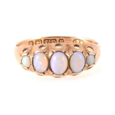 Lot 275 - A five stone opal ring.