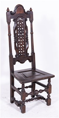 Lot 432 - A joined oak high back chair, circa 1700