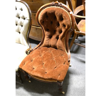 Lot 480 - Victorian walnut nursing chair