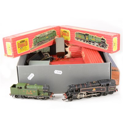Lot 23A - Hornby Dublo OO model railways; including four locomotives, wagons and passenger coaches.