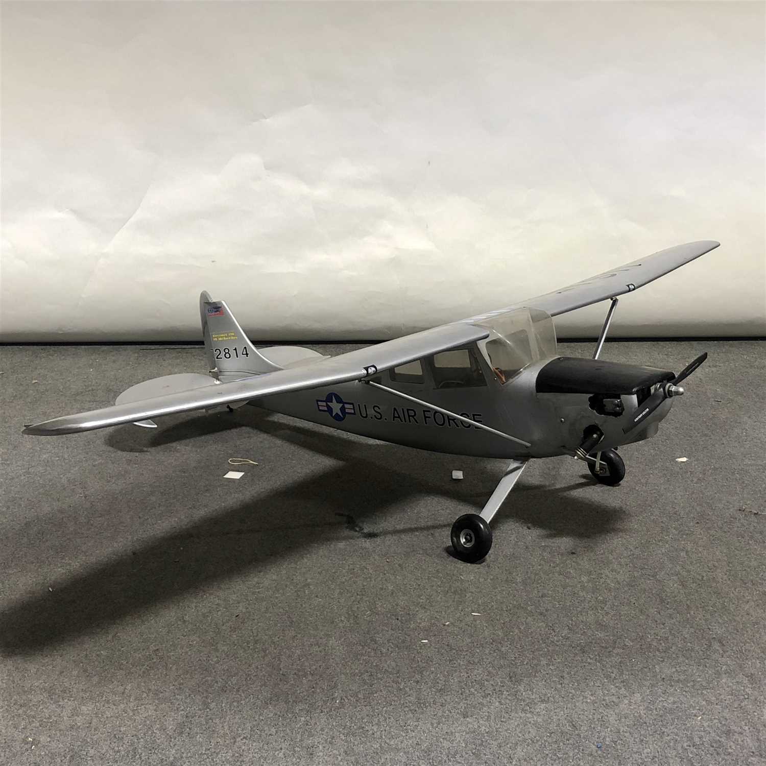 Lot 86 - 72" Span USAF Scale model with 2.4cc radio and FS engine and model stand.
