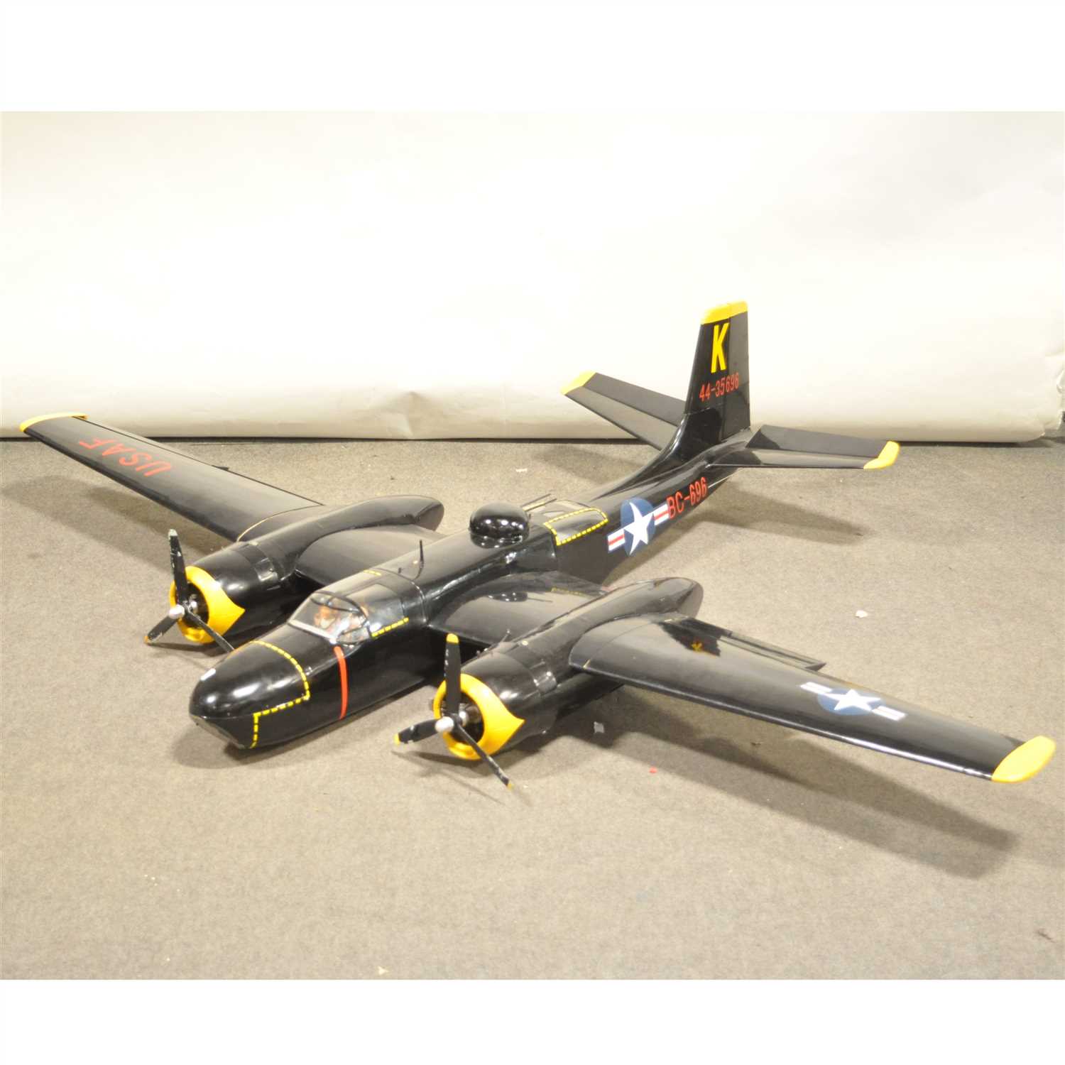 Lot 90 - A-26 INVADER Semi-Scale ARF model complete with 2.4 radio, 2 x FS R/C glows 92" Span.