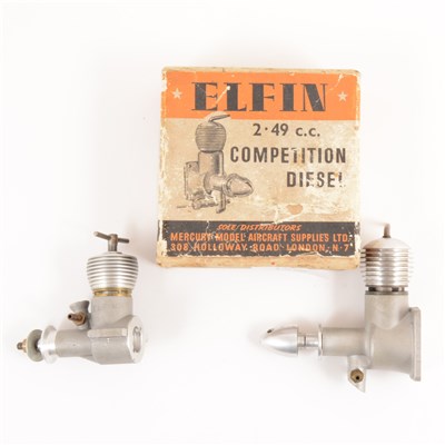 Lot 15 - 2 x ELFIN diesels 2.49cc, BOXED; and 1.49cc, both Replica.