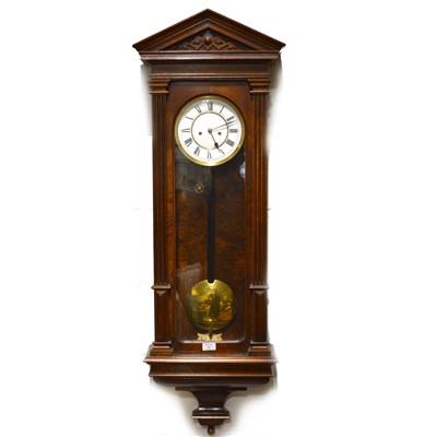 Lot 302 - A walnut Vienna-type wall clock